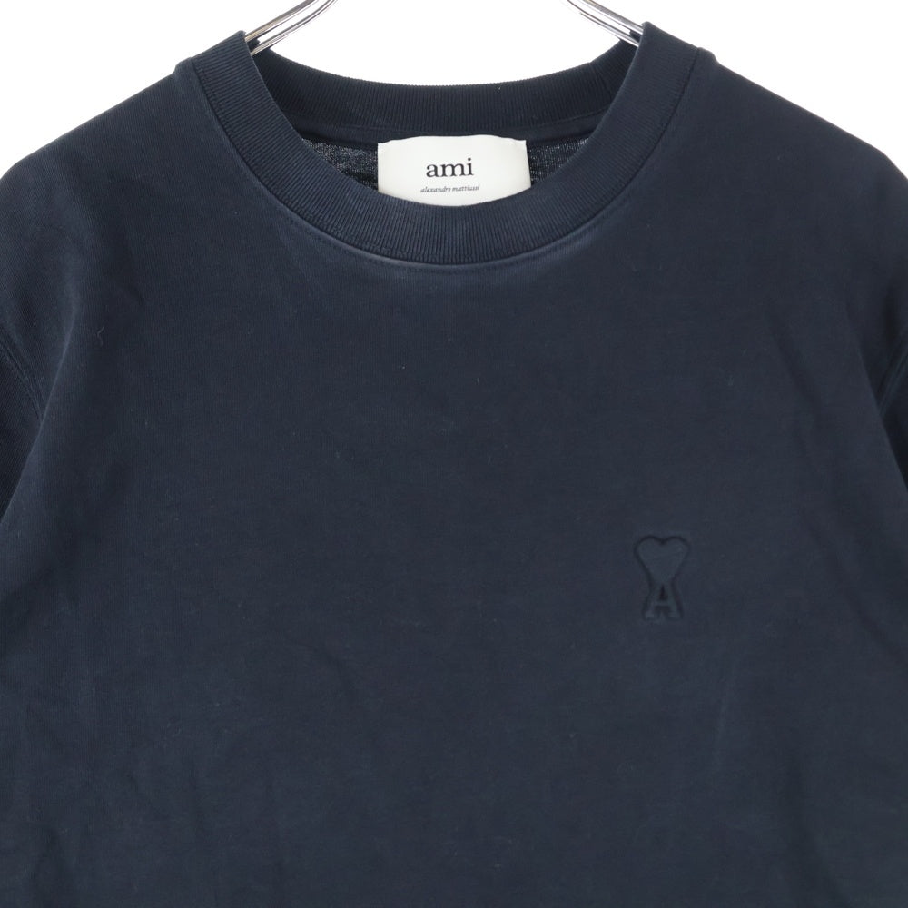 ami paris(アミパリス) Ami de Coeur アミドゥクール 立体ハートロゴ クルーネック半袖Tシャツ カットソー ブラック UTS027.726