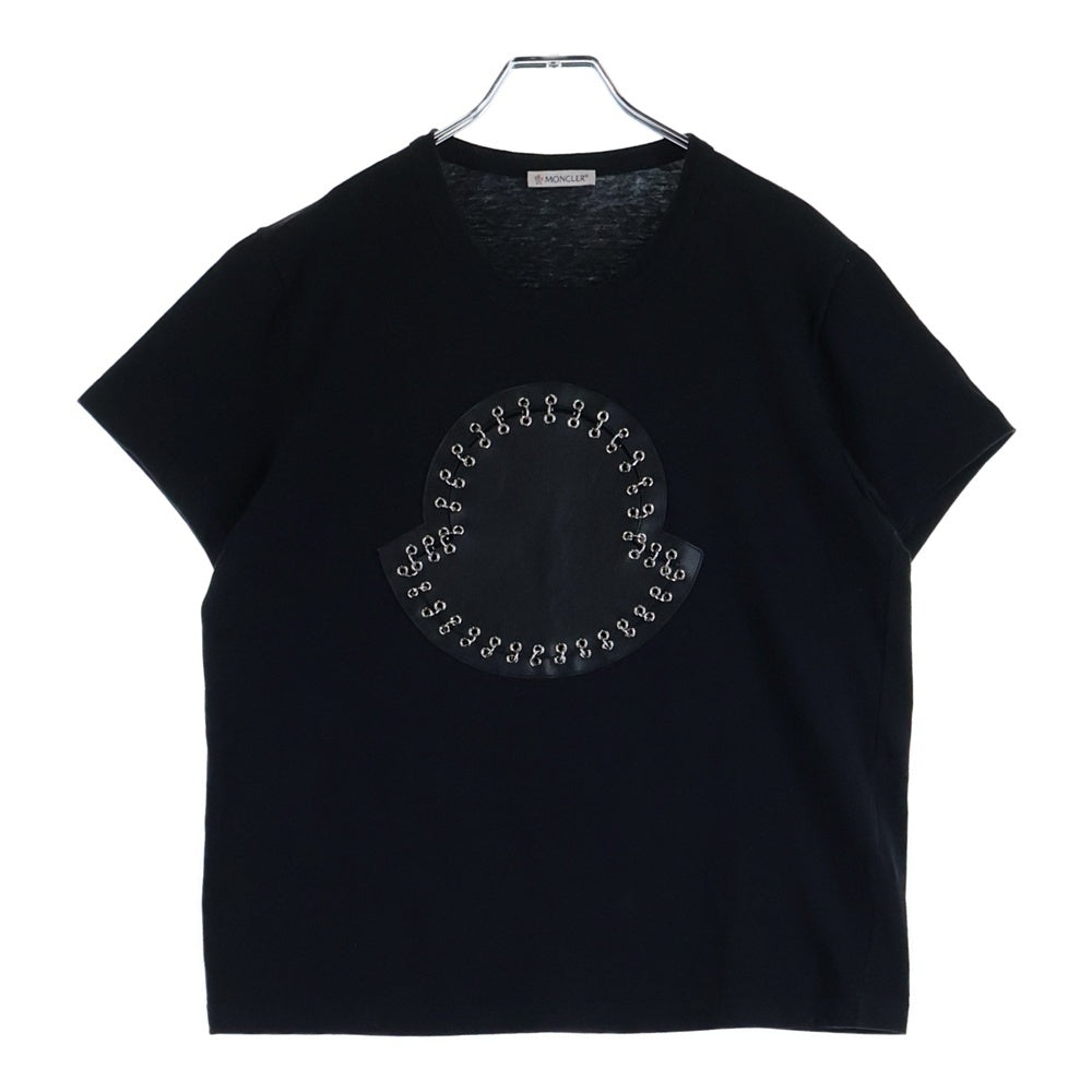 MONCLER GENIUS(モンクレール ジーニアス) NOIR KEI NINOMIYA ノワール ケイ ニノミヤ ビッグロゴTシャツ ブラック コットン×レザー