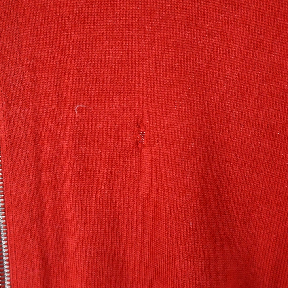 LOUIS VUITTON(ルイヴィトン) 裾ロゴ刺繍 エルボーパッチ ウール シルク ジップアップ ドライバーズニット ジャケット セーター レッド HAN53WF87