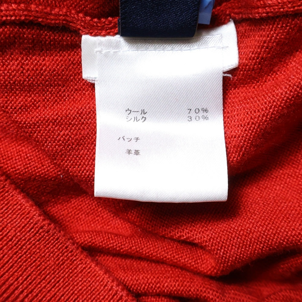 LOUIS VUITTON(ルイヴィトン) 裾ロゴ刺繍 エルボーパッチ ウール シルク ジップアップ ドライバーズニット ジャケット セーター レッド HAN53WF87