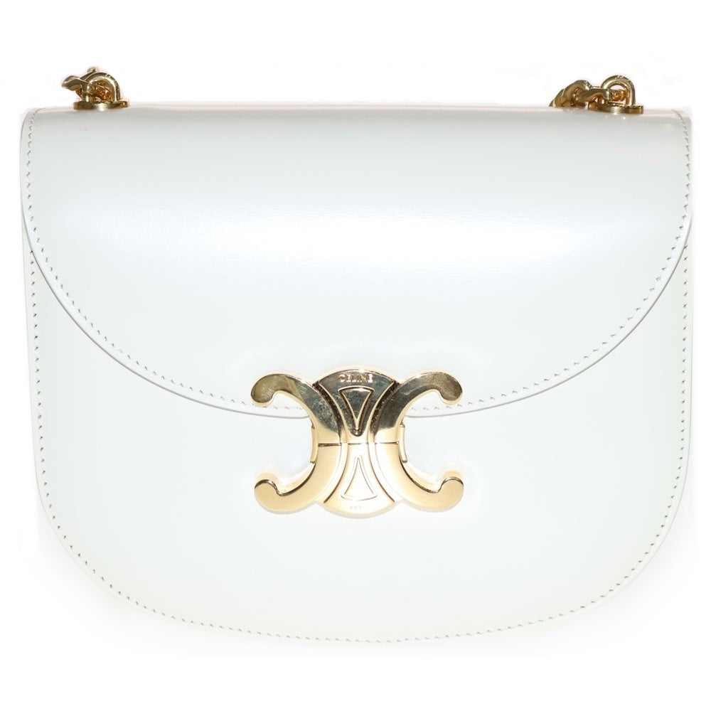 CELINE(セリーヌ) ブザス クレア トリオンフ チェーンショルダーバッグ シャイニーカーフ ホワイト