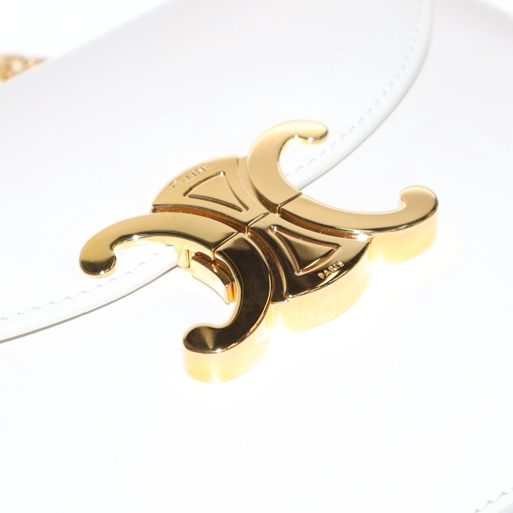 CELINE(セリーヌ) ブザス クレア トリオンフ チェーンショルダーバッグ シャイニーカーフ ホワイト