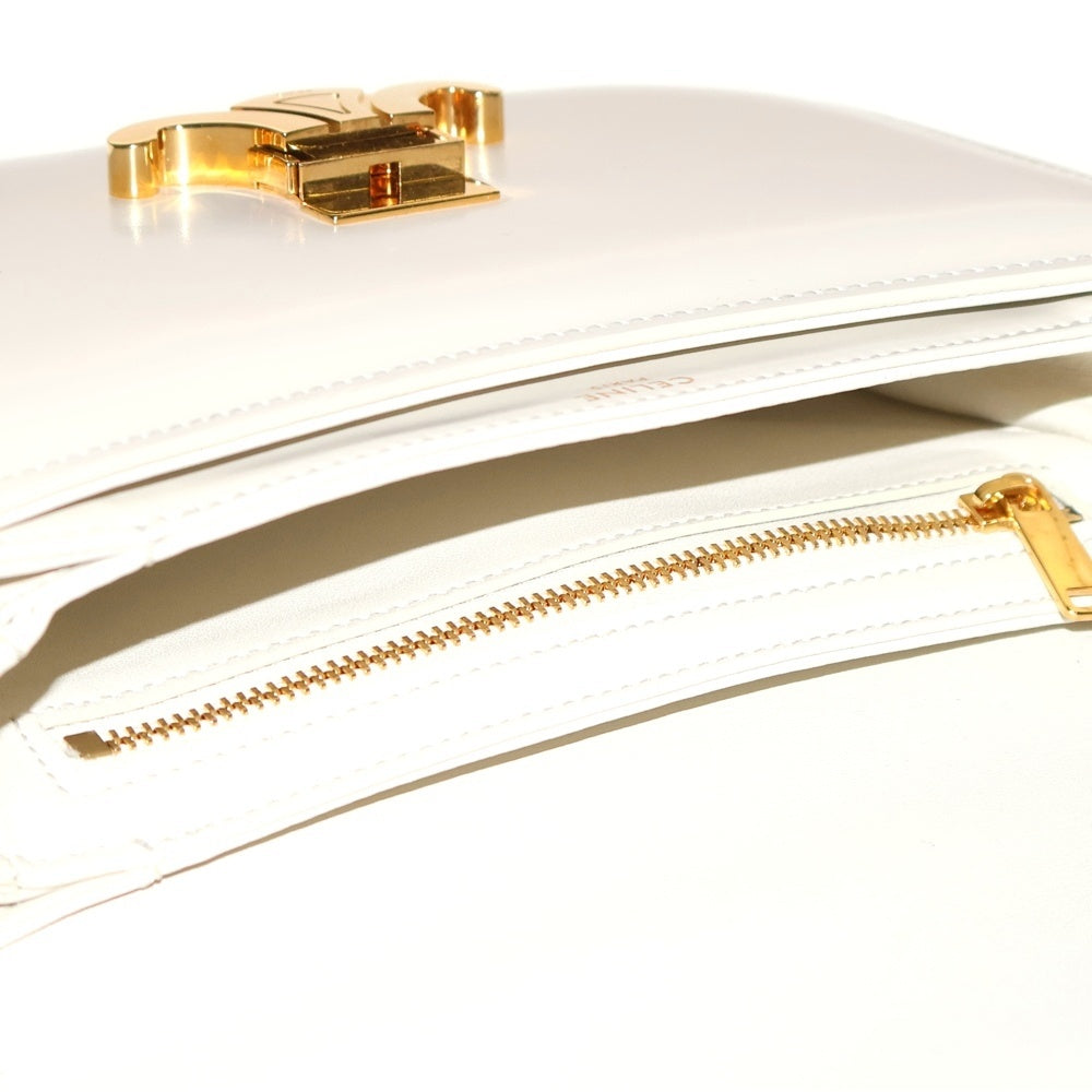 CELINE(セリーヌ) ブザス クレア トリオンフ チェーンショルダーバッグ シャイニーカーフ ホワイト