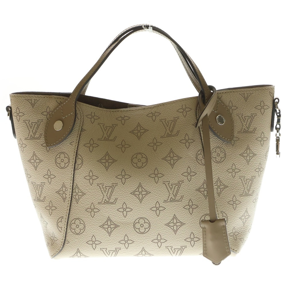 LOUIS VUITTON(ルイヴィトン) ヒナPM ガレ モノグラム マヒナ パンチングレザー 2WAY ハンド ショルダー トートバッグ シルバー金具 ベージュ M54351