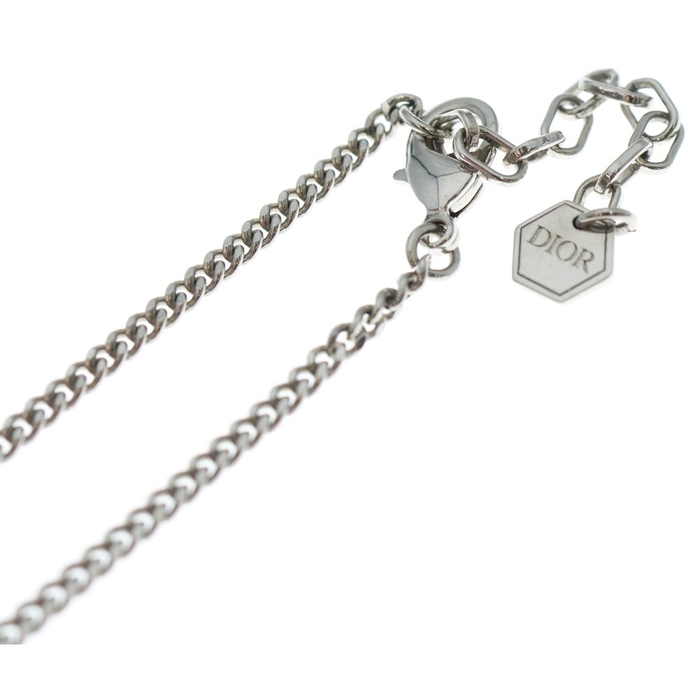 Christian Dior(クリスチャンディオール) ロゴラインストーン ネックレス ペンダント チェーン シルバー メタル