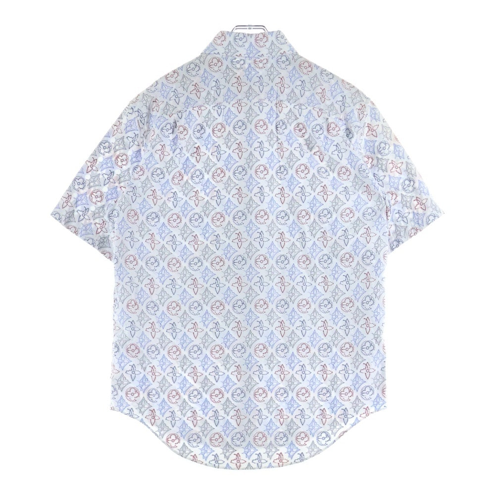 LOUIS VUITTON(ルイヴィトン) 21AW モノグラム シグネチャー ジャガード総柄 半袖シャツ マルチカラー ホワイト/ブルー RM212Q EO4 HLS44W