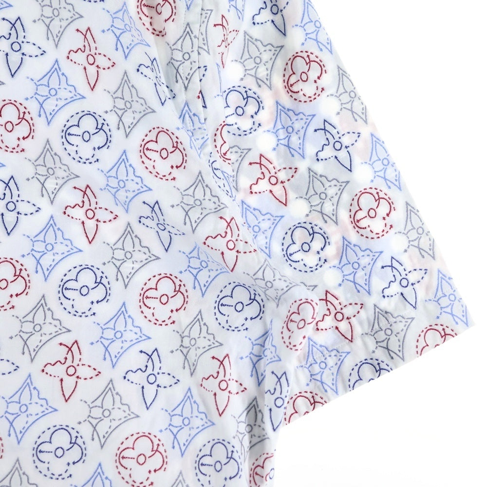 LOUIS VUITTON(ルイヴィトン) 21AW モノグラム シグネチャー ジャガード総柄 半袖シャツ マルチカラー ホワイト/ブルー RM212Q EO4 HLS44W