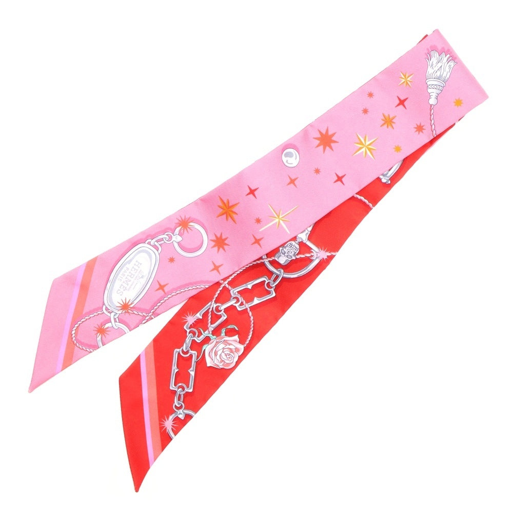 HERMES(エルメス) ツイリー C'EST LA FETE シルクスカーフ ピンク×レッド