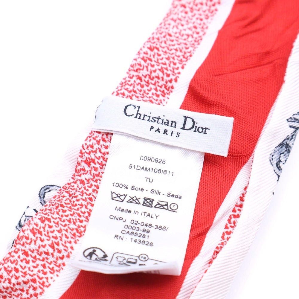 Christian Dior(クリスチャンディオール) ミッツァ 蝶柄 シルクスカーフ ホワイト×レッド 51DAM106I611