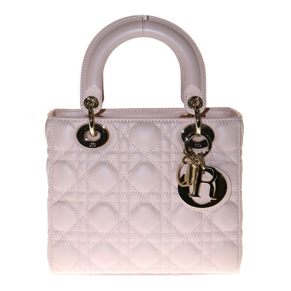 Christian Dior(クリスチャンディオール) Lady Dior My ABCDior レディディオール スモール カナージュ ラムスキン 2WAY チャーム付レザーハンドバッグ ショルダーバッグ ピンク レディース