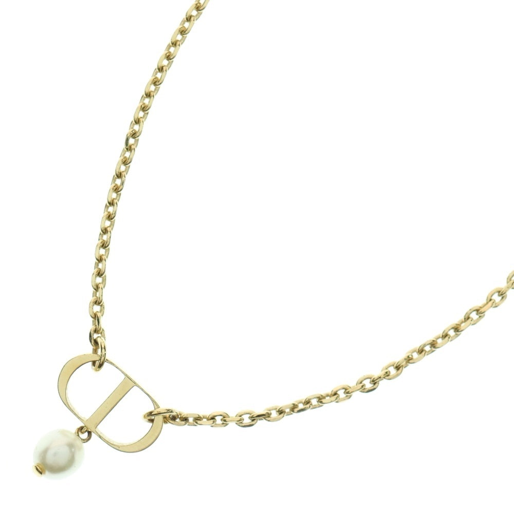 Christian Dior(クリスチャンディオール) CDロゴ ネックレス フェイクパール ペンダント チェーン ゴールド GP