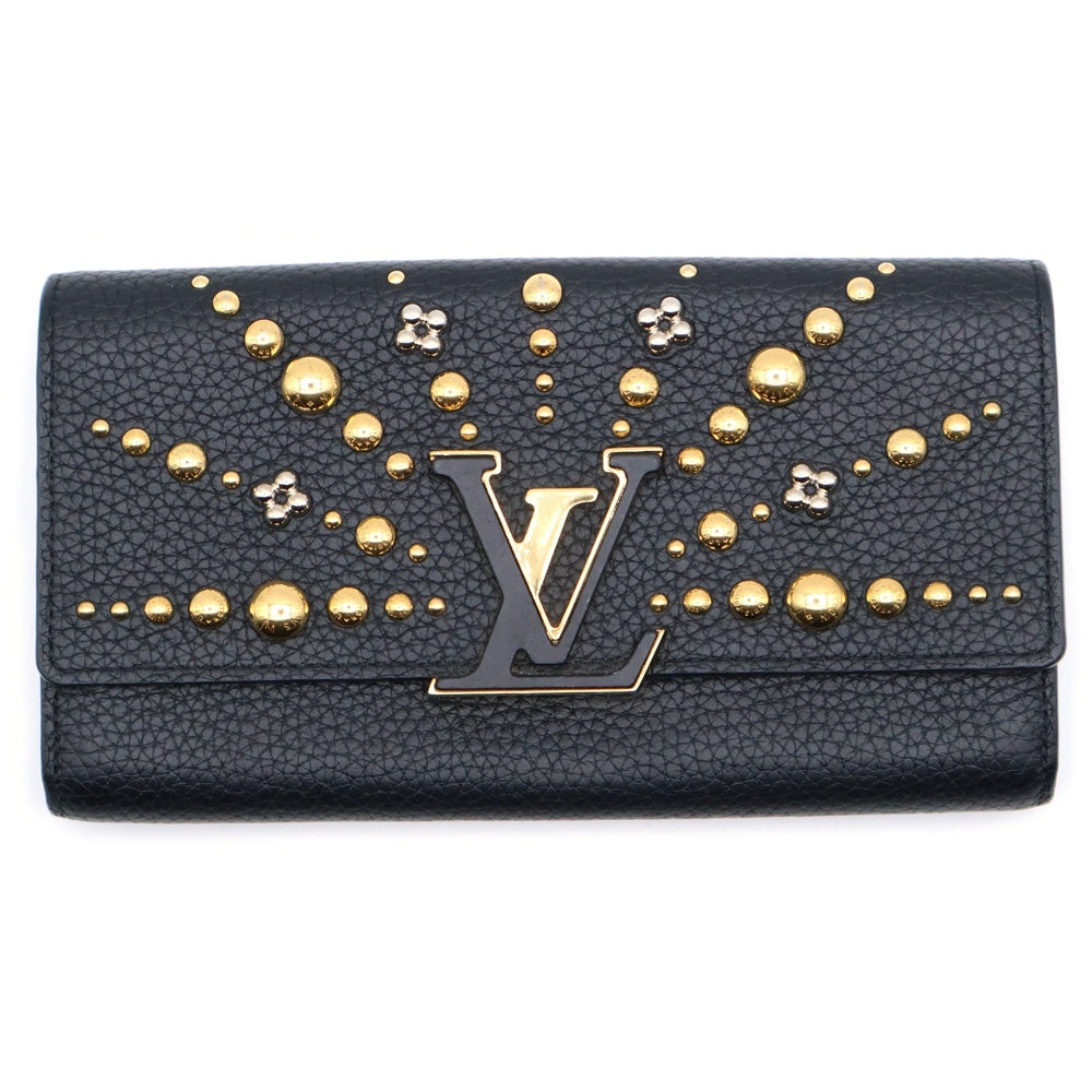 LOUIS VUITTON(ルイヴィトン) ポルトフォイユ カプシーヌ 長財布 ロングウォレット カードケース ブラック レザー M63461 ゴールド金具