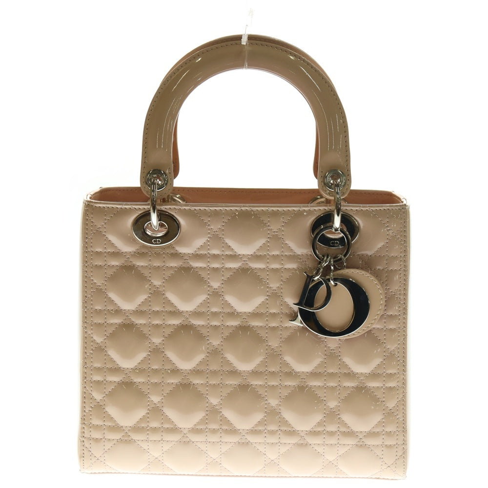 Christian Dior(クリスチャンディオール) Lady Dior Medium レディディオール ミディアム カナージュ 2WAY パテントレザーハンドバッグ ショルダーバッグ ピンク