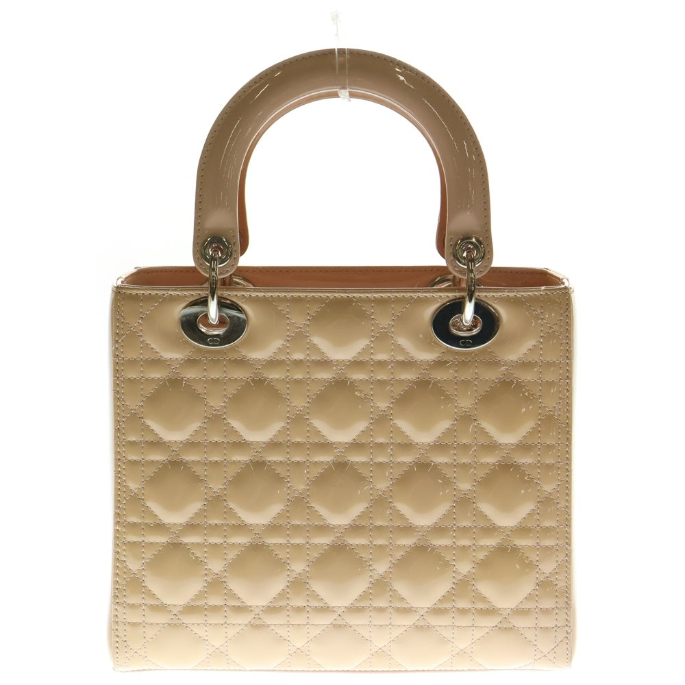 Christian Dior(クリスチャンディオール) Lady Dior Medium レディディオール ミディアム カナージュ 2WAY パテントレザーハンドバッグ ショルダーバッグ ピンク