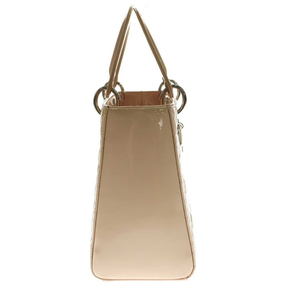 Christian Dior(クリスチャンディオール) Lady Dior Medium レディディオール ミディアム カナージュ 2WAY パテントレザーハンドバッグ ショルダーバッグ ピンク