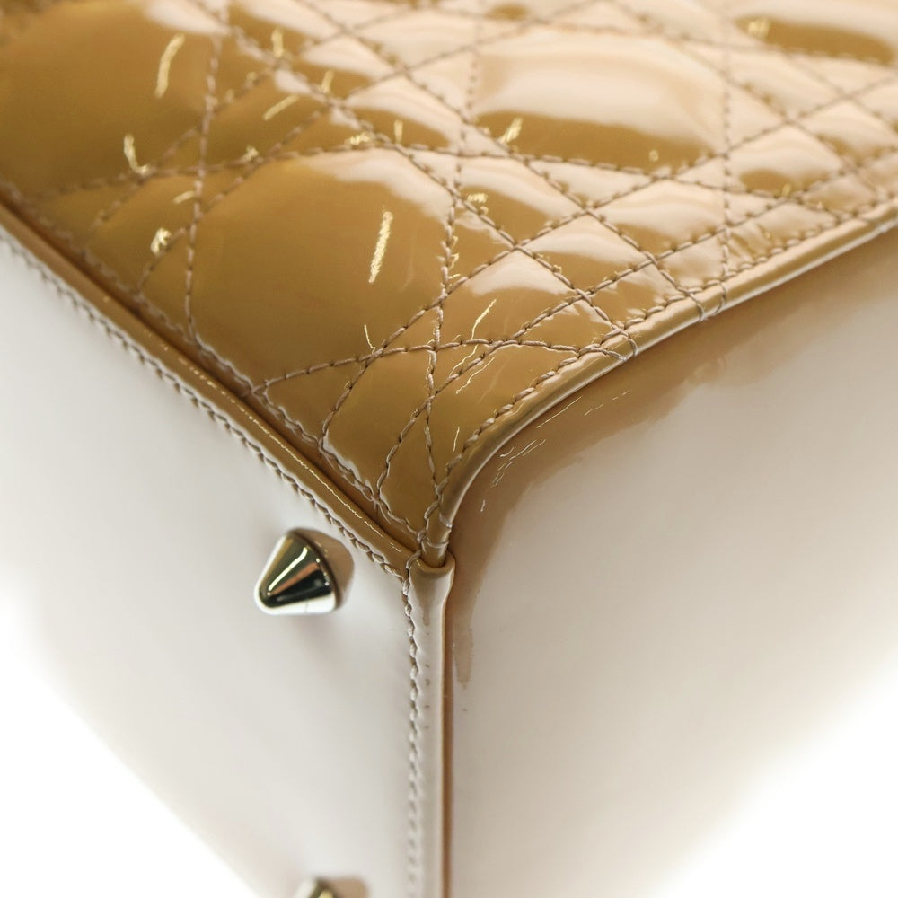 Christian Dior(クリスチャンディオール) Lady Dior Medium レディディオール ミディアム カナージュ 2WAY パテントレザーハンドバッグ ショルダーバッグ ピンク