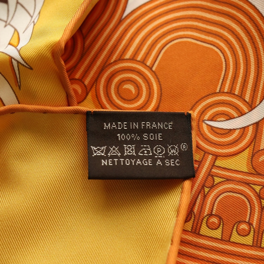 HERMES(エルメス) カレ90 LEGENDE BRODEE シルクスカーフ オレンジ