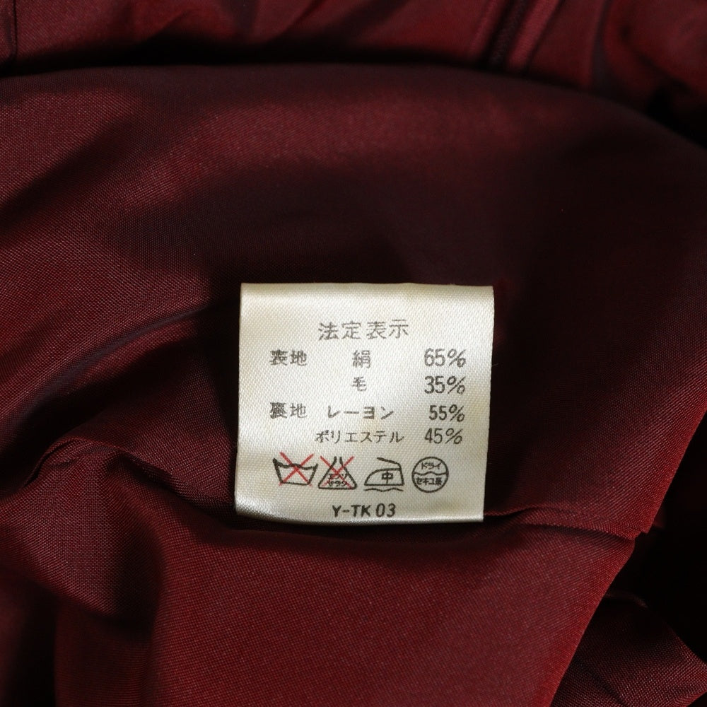 Christian Dior(クリスチャンディオール) ペイズリー総柄 ウール シルク ジャガード ノーカラー 半袖 ミディアムワンピース ドレス ボルドー レディース MD06D8010