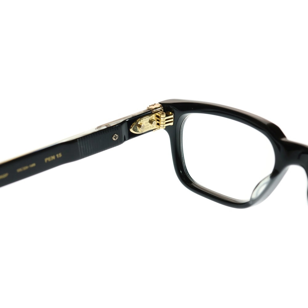 CHROME HEARTS(クロムハーツ) PEN15 クロステンプル スクエアフレーム クリアレンズ メガネ 眼鏡 アイウェア ブラック/ゴールド