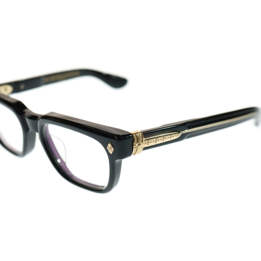 CHROME HEARTS(クロムハーツ) PEN15 クロステンプル スクエアフレーム クリアレンズ メガネ 眼鏡 アイウェア ブラック/ゴールド