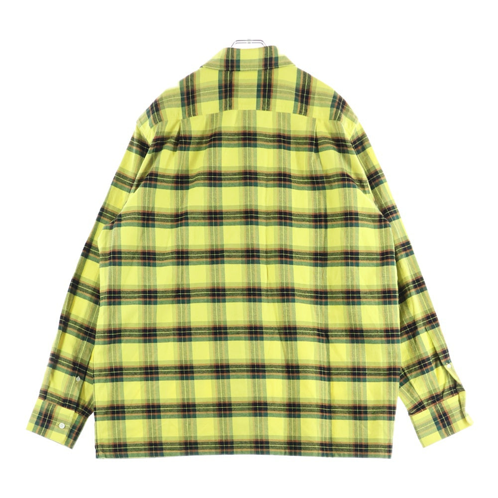 LOEWE(ロエベ) 21AW CHECK OVERSIZED SHIRTS チェック総柄 オーバーサイズ フランネル コットン ジップアップ 長袖シャツ イエロー H526Y05X07