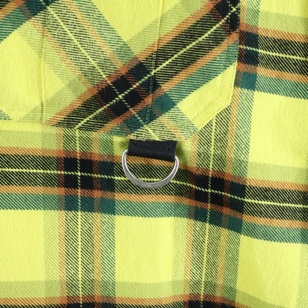 LOEWE(ロエベ) 21AW CHECK OVERSIZED SHIRTS チェック総柄 オーバーサイズ フランネル コットン ジップアップ 長袖シャツ イエロー H526Y05X07