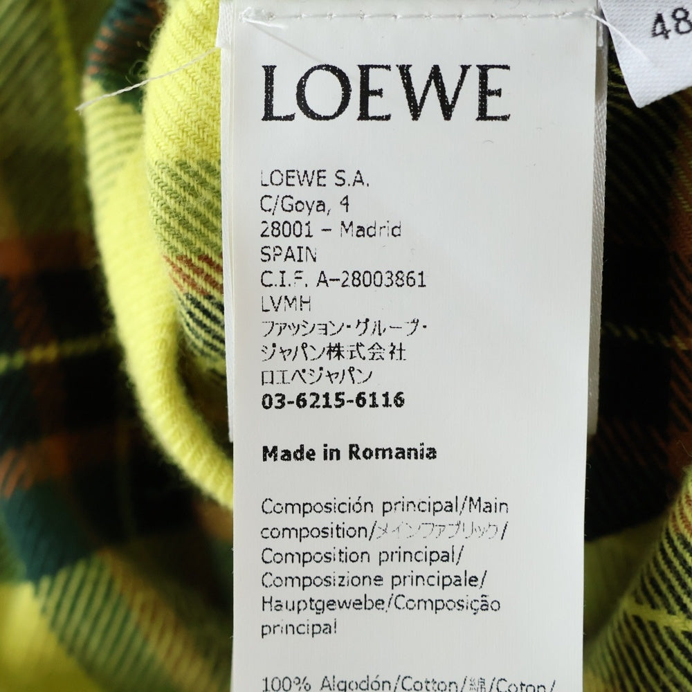 LOEWE(ロエベ) 21AW CHECK OVERSIZED SHIRTS チェック総柄 オーバーサイズ フランネル コットン ジップアップ 長袖シャツ イエロー H526Y05X07