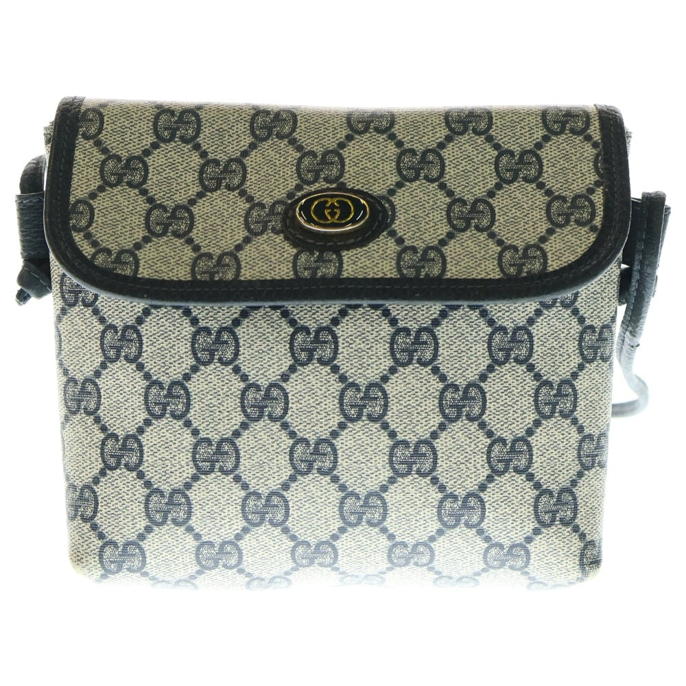 GUCCI(グッチ) オールドグッチ GGキャンバス ショルダーバッグ ショルダーポシェット グレー×ネイビー PVC