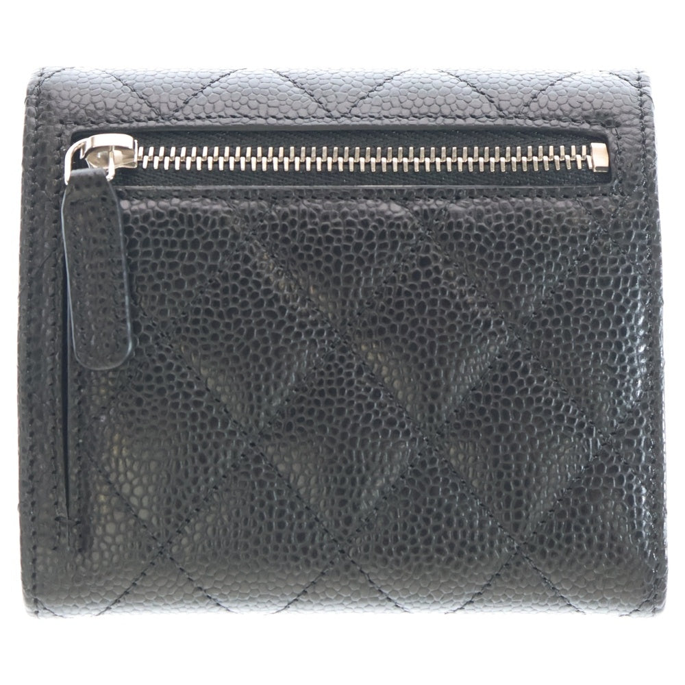 シャネル クラシック スモール フラップ ウォレット 3つ折り財布 黒 シャネル 三つ折り財布 クラシック スモール フラップ ウォレット