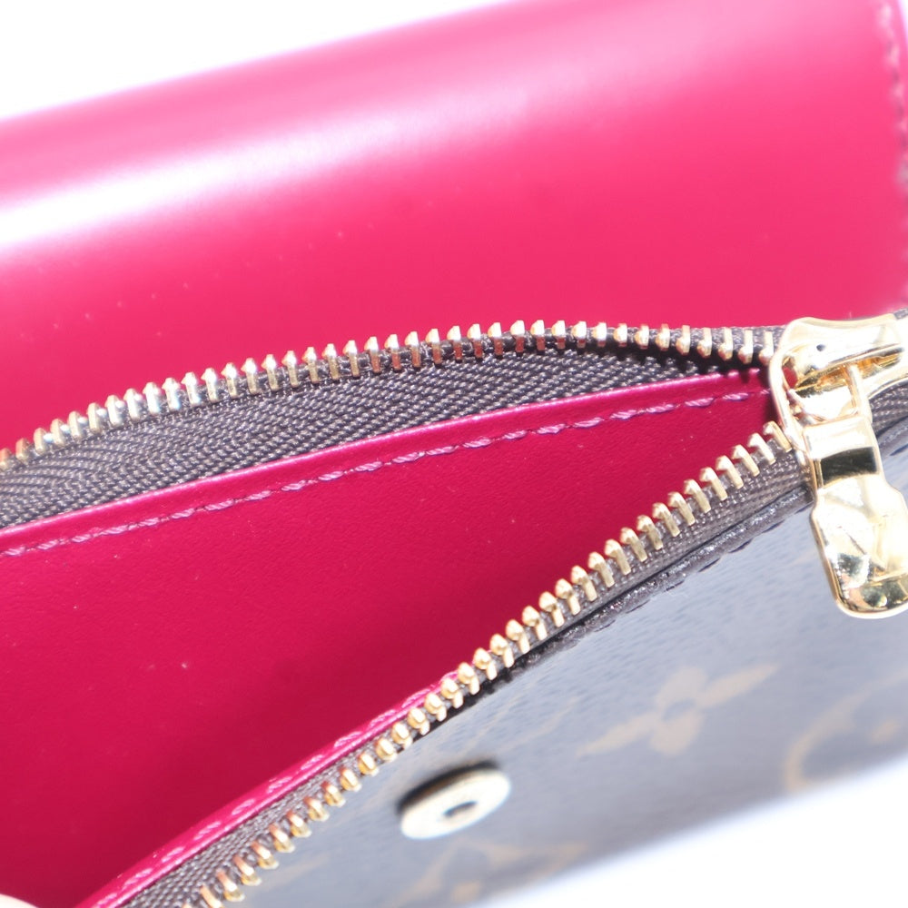 LOUIS VUITTON(ルイヴィトン) モノグラム ポルトフォイユ・ゾエ フューシャ 三つ折り財布 コンパクトウォレット ブラウン×ワインレッド PVC M62932 ゴールド金具