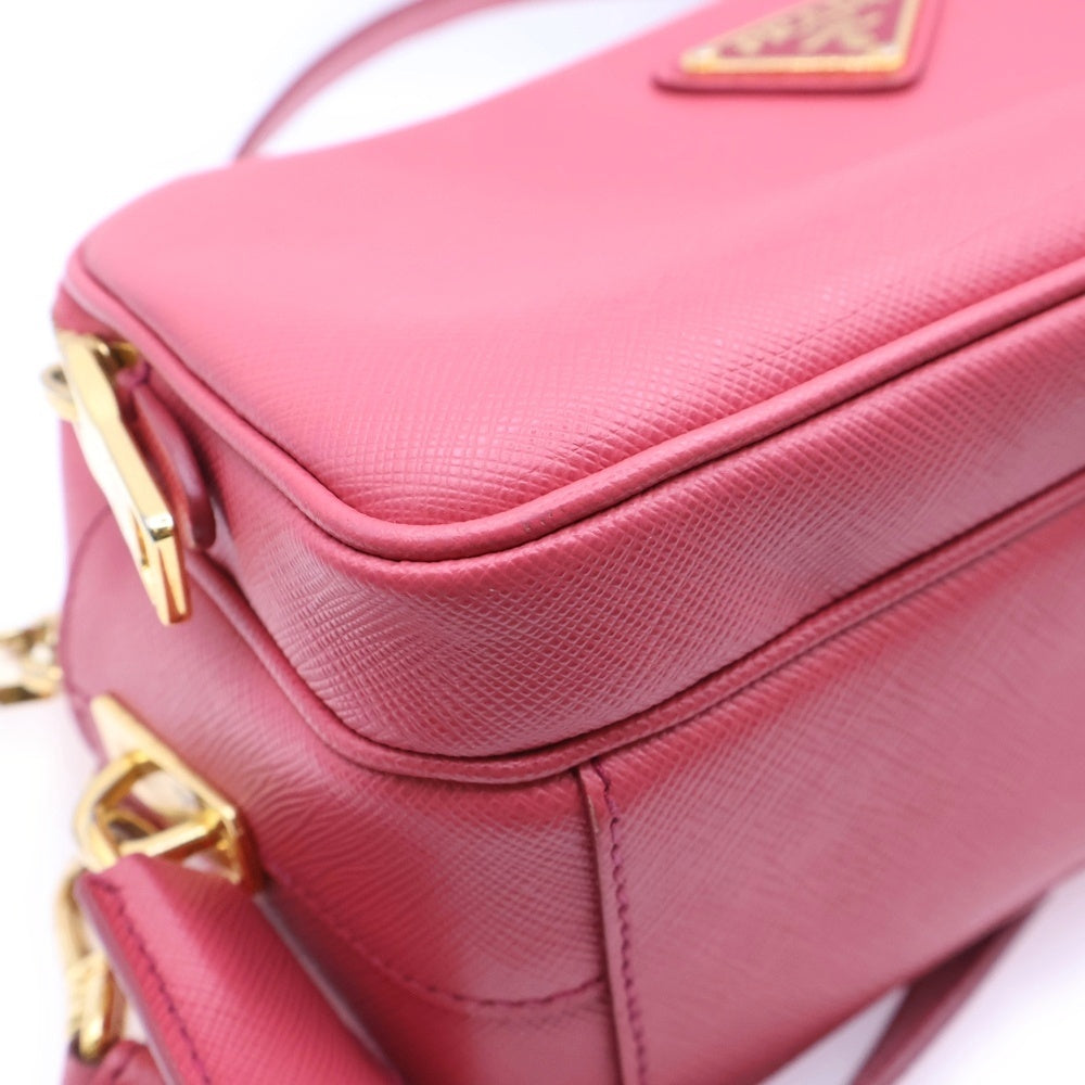 PRADA(プラダ) サフィアーノ 三角ロゴ ショルダーバッグ ミニバッグ ポーチ ピンク レザー BT1010 ゴールド金具