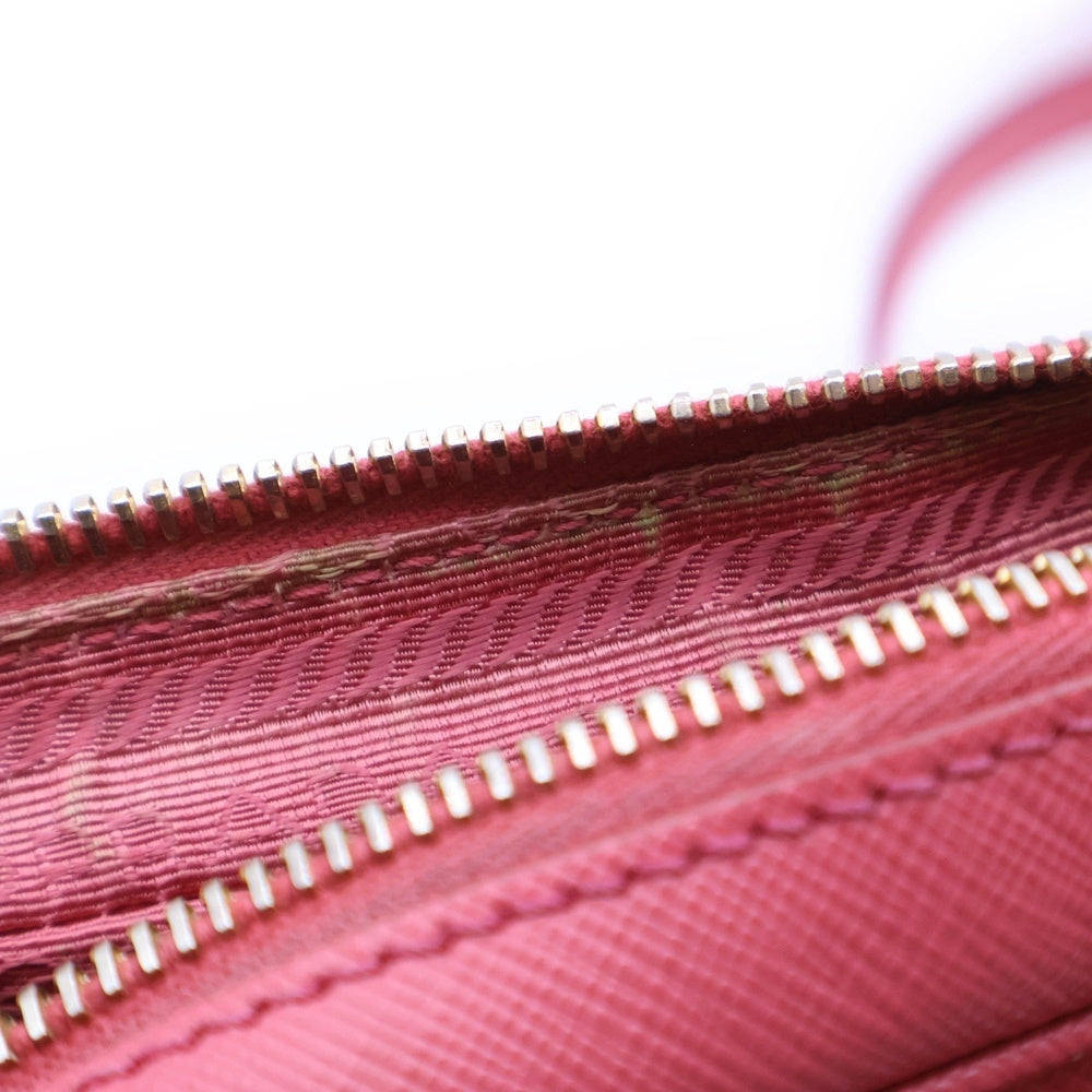 PRADA(プラダ) サフィアーノ 三角ロゴ ショルダーバッグ ミニバッグ ポーチ ピンク レザー BT1010 ゴールド金具