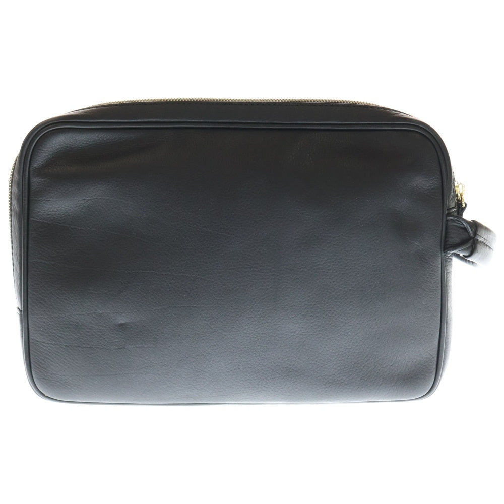 BALENCIAGA(バレンシアガ) BBロゴ型押し Wジップレザークラッチバッグ ハンドバッグ ブラック