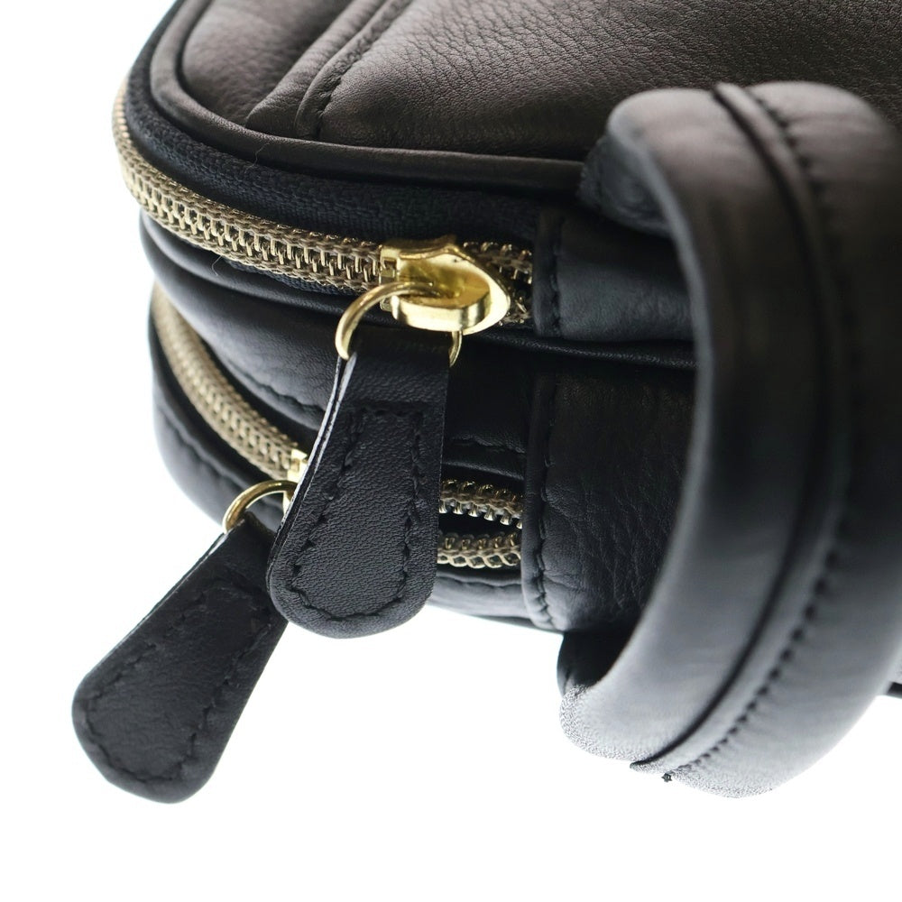 BALENCIAGA(バレンシアガ) BBロゴ型押し Wジップレザークラッチバッグ ハンドバッグ ブラック