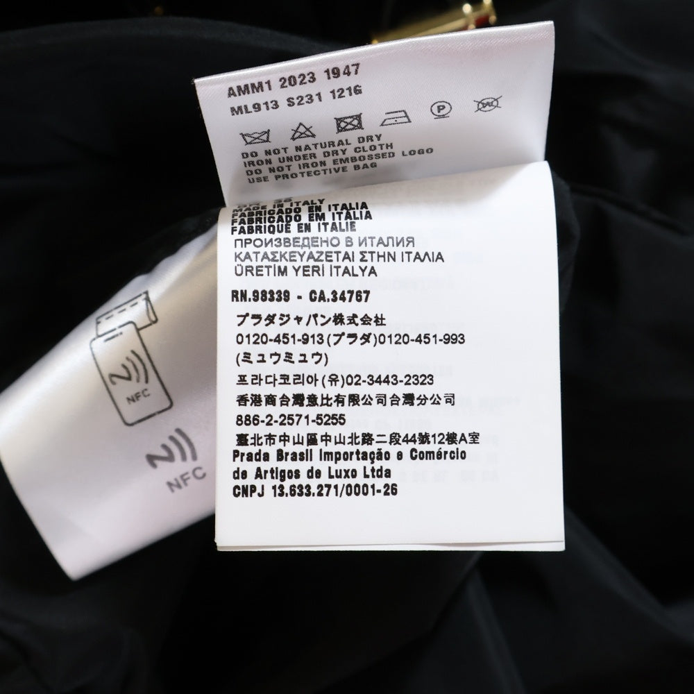 miumiu(ミュウミュウ) 23SS ラバーロゴプリント シルク混 ジップアップ クロップド ショート ジャケット ブラック レディース ML913