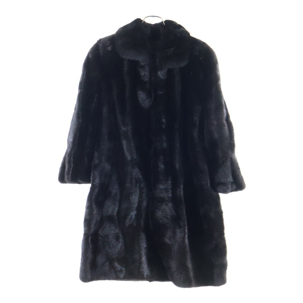 FENDI(フェンディ) ミンクファー フロントフック ステンカラーコート ブラック レディース