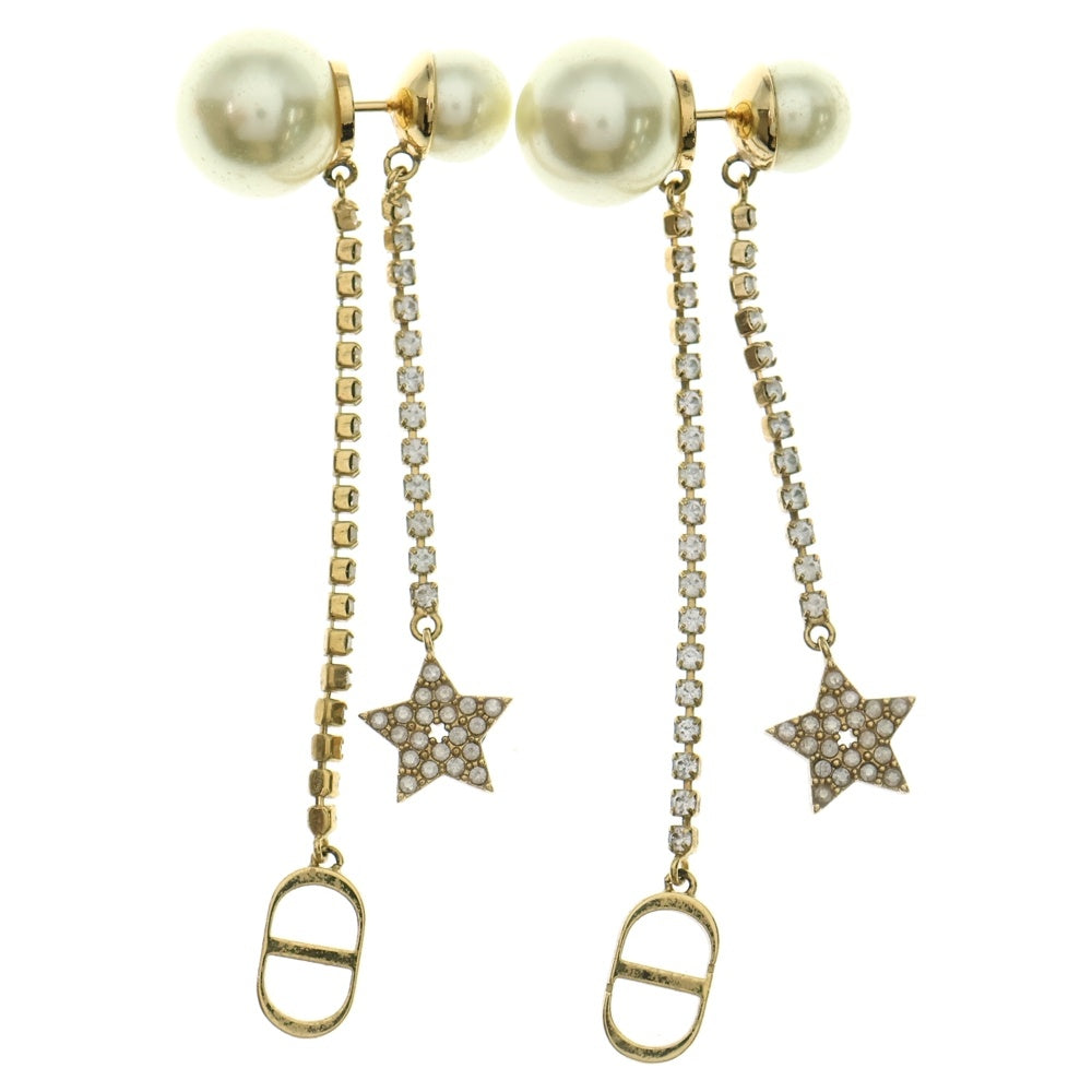 Christian Dior(クリスチャンディオール) トライバル ピアス フェイクパール×GP×ラインストーン スター ゴールド E1270TRICY_D301