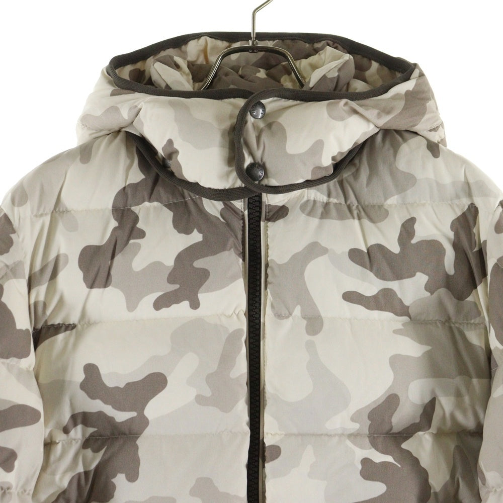 MONCLER(モンクレール) CHIMAY シメイ カモフラ 迷彩総柄 ワッペンロゴ フーデッド ジップアップ ダウンジャケット ベージュ 320914197205 54954