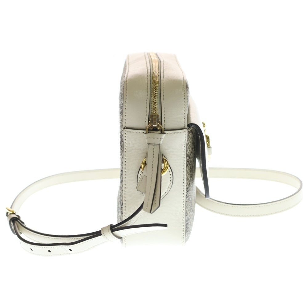 GUCCI(グッチ) ホースビット1955 ショルダーバッグ GGキャンバス×レザー ホワイト×ベージュ 645454 ゴールド金具