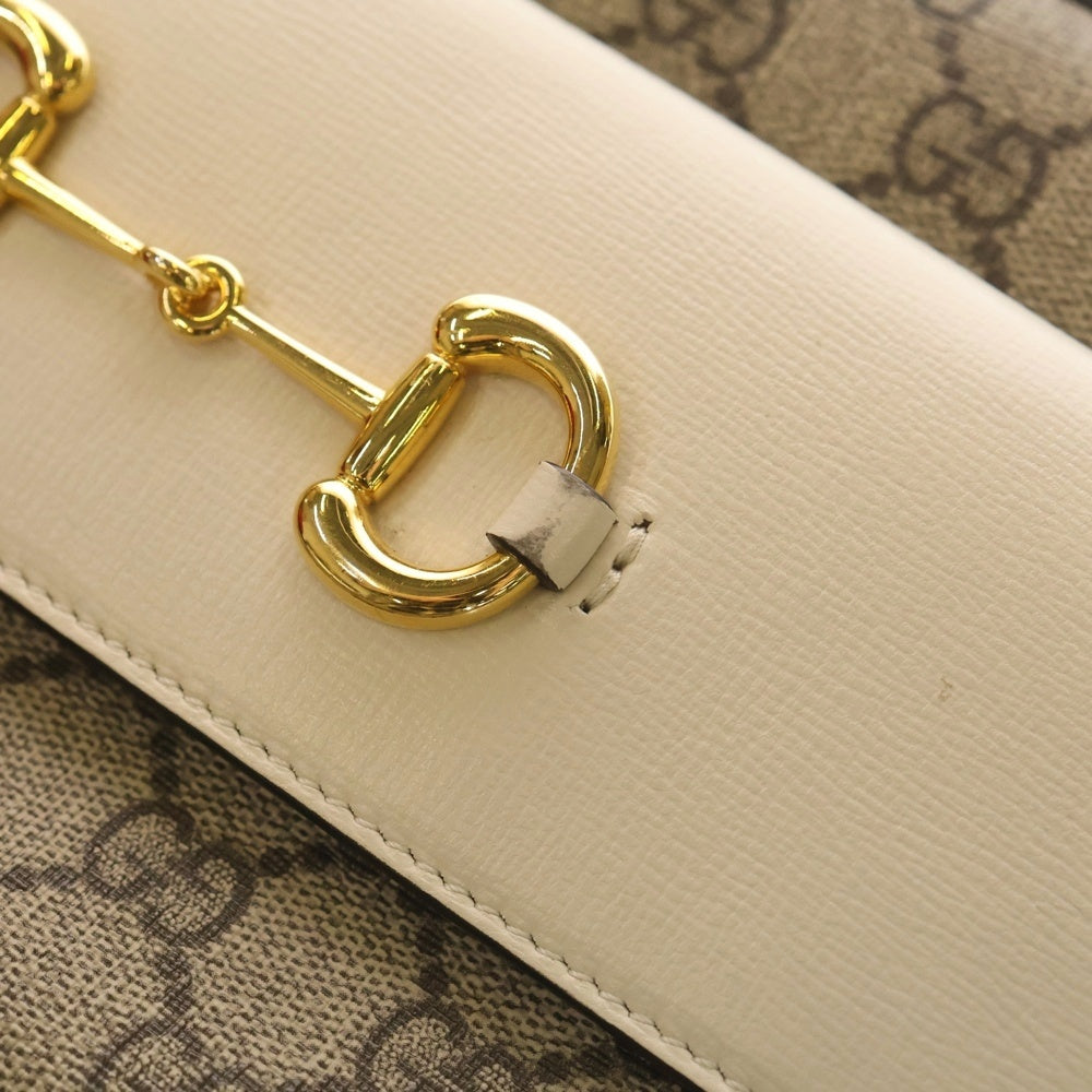 GUCCI(グッチ) ホースビット1955 ショルダーバッグ GGキャンバス×レザー ホワイト×ベージュ 645454 ゴールド金具