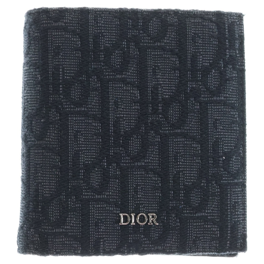 Christian Dior(クリスチャンディオール) オブリーク ジャガード 二つ折り財布 コンパクトウォレット ブラック 2OBBC027YSE_H03E