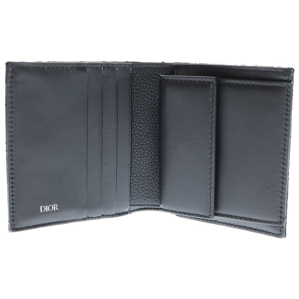 Christian Dior(クリスチャンディオール) オブリーク ジャガード 二つ折り財布 コンパクトウォレット ブラック 2OBBC027YSE_H03E