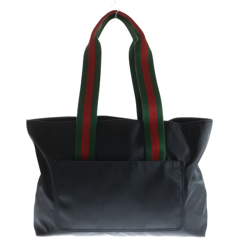 GUCCI(グッチ) シェリー ロゴ ラージ トートバッグ ハンドバッグ ブラック ナイロン 802172