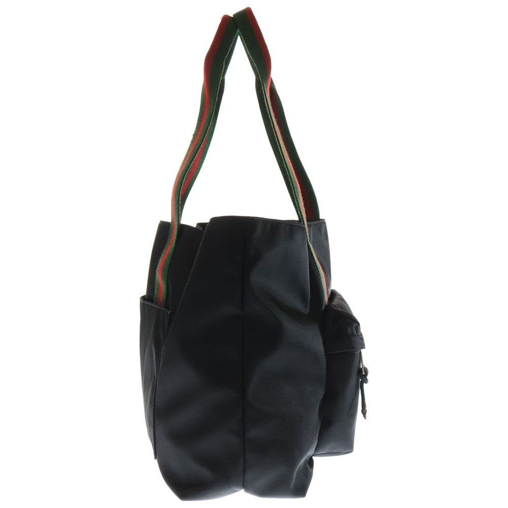 GUCCI(グッチ) シェリー ロゴ ラージ トートバッグ ハンドバッグ ブラック ナイロン 802172