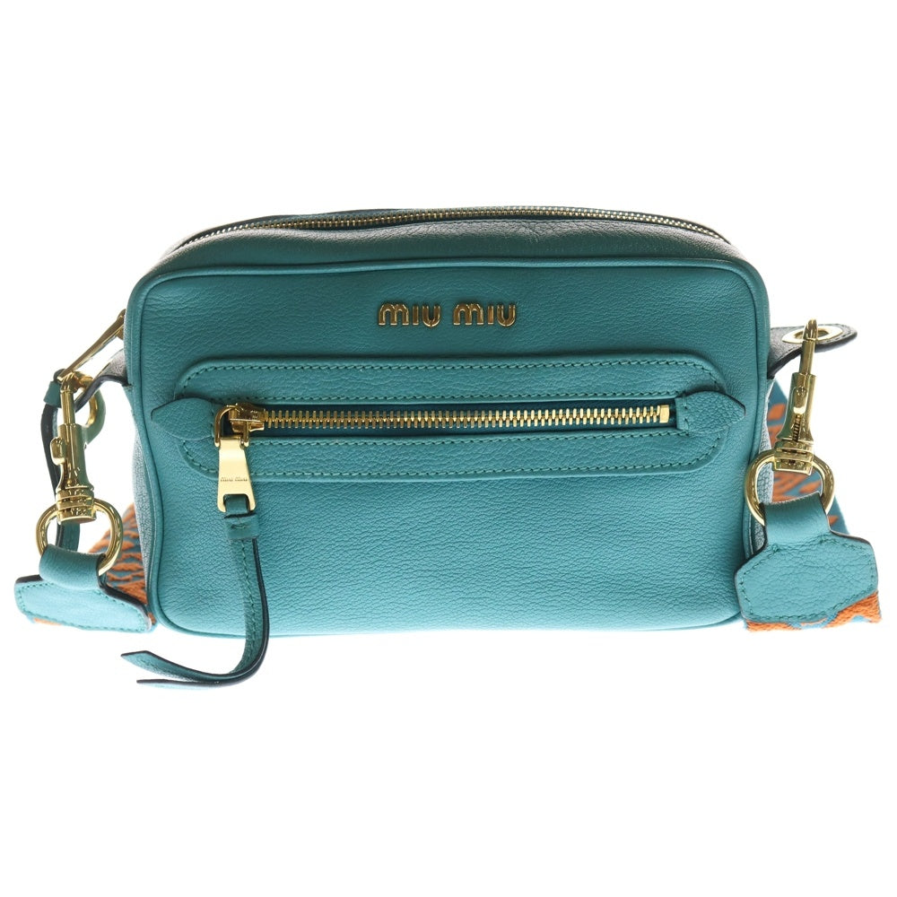 miumiu(ミュウミュウ) マドラス ショルダーバッグ ミニバッグ ターコイズブルー レザー 5BH139 ゴールド金具