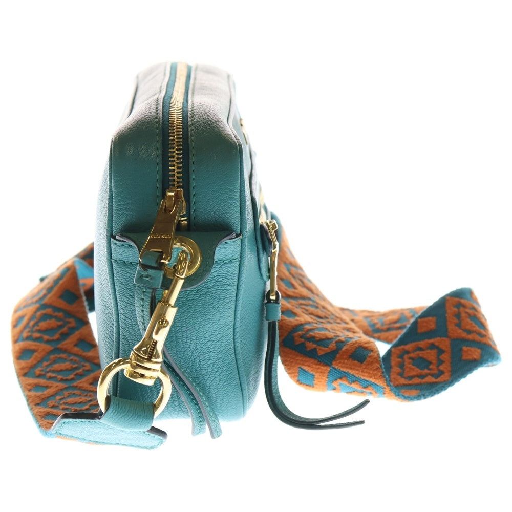 miumiu(ミュウミュウ) マドラス ショルダーバッグ ミニバッグ ターコイズブルー レザー 5BH139 ゴールド金具