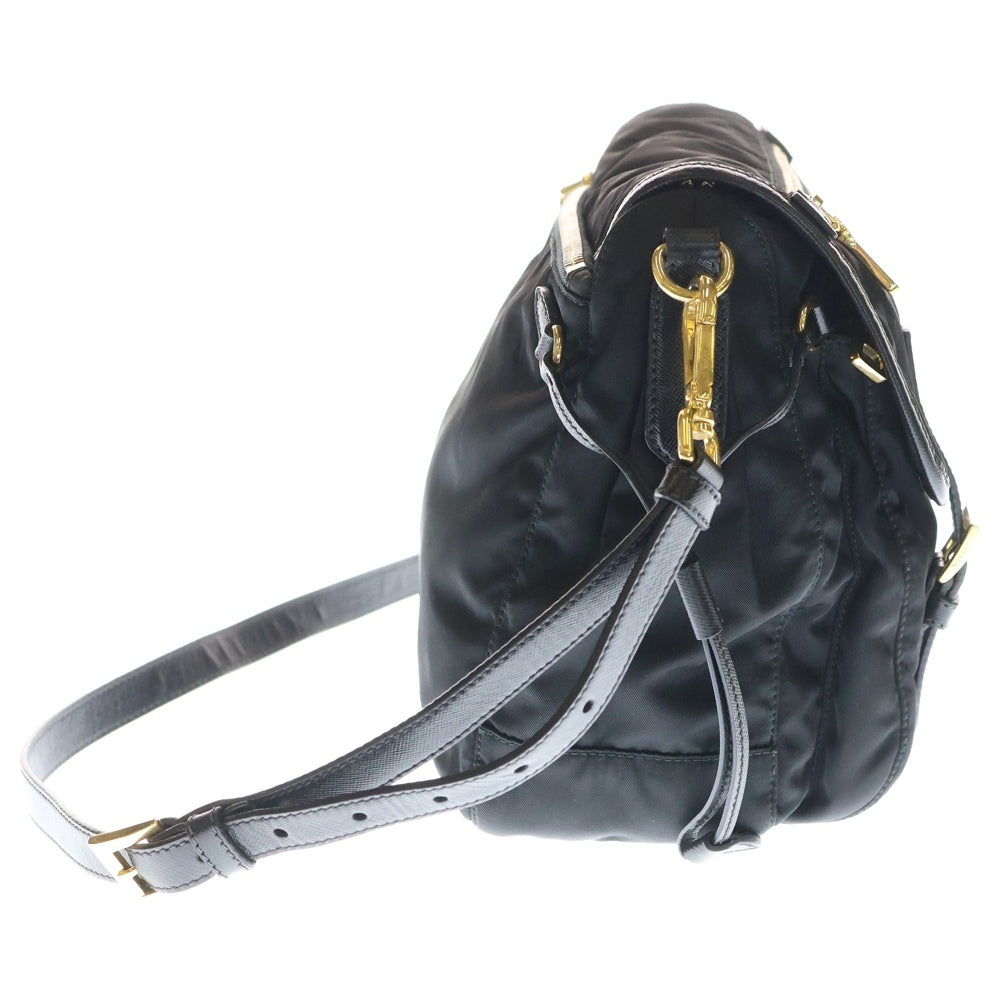 プラダ メッセンジャーバッグ テスートナイロン レザー ブラック　クロスボディ プラダ(Prada) テスート メンズ,レディース ナイロン,レザー