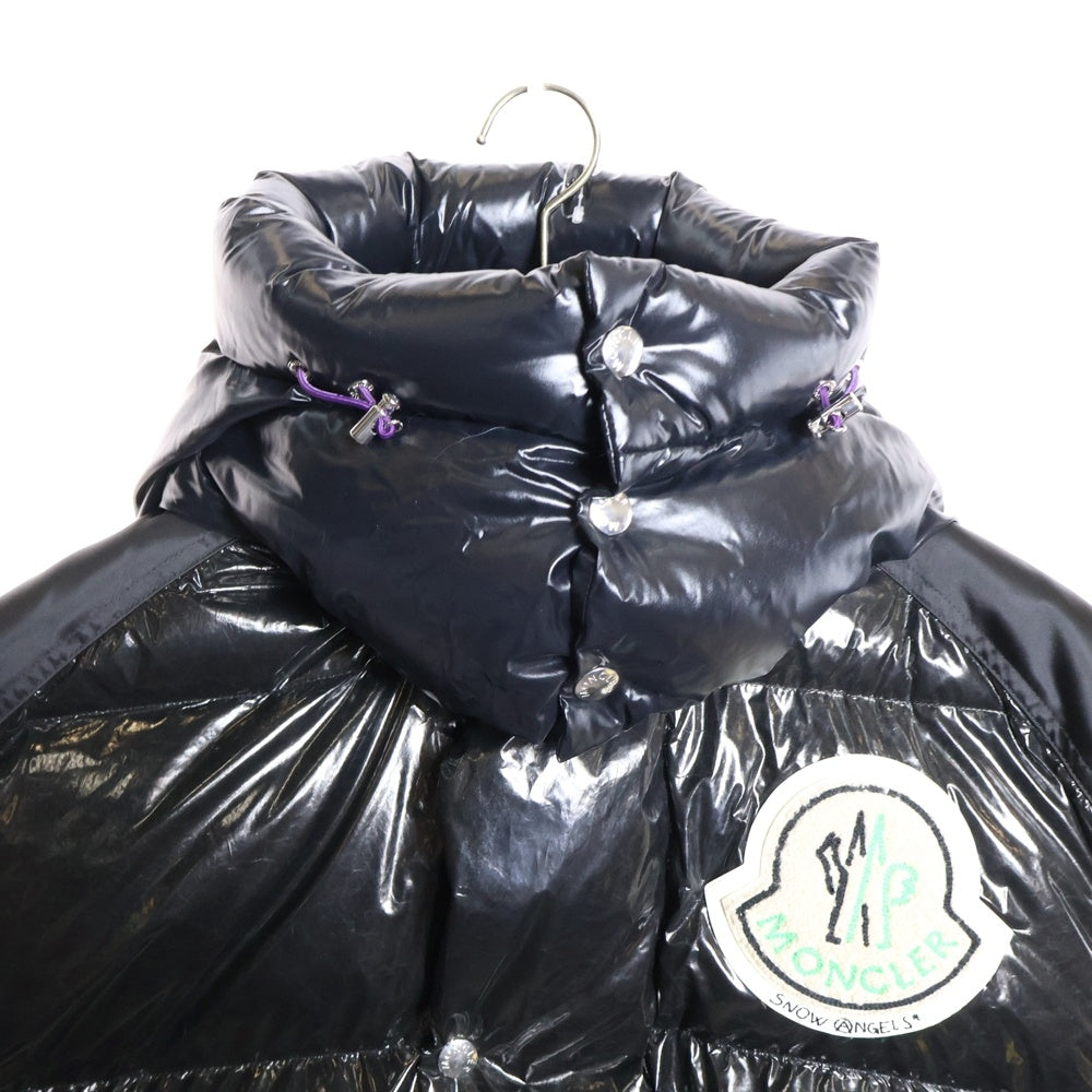 MONCLER(モンクレール) 19AW ×PALM ANGELS パームエンジェルス バックワッペンロゴ スパイクスタッズ フーデッド ジップアップ ダウンジャケット ブラック E209L4330680 C0328
