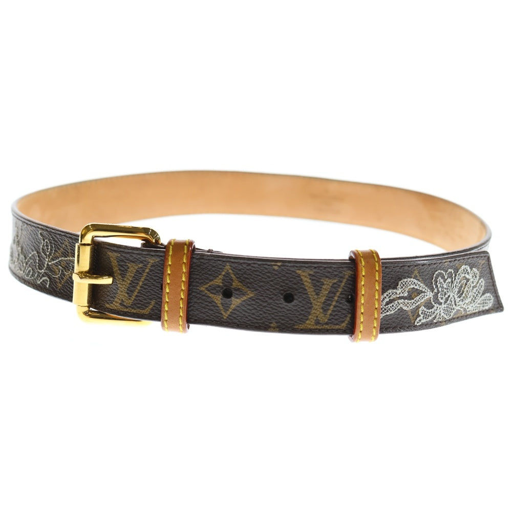 LOUIS VUITTON(ルイヴィトン) モノグラム ダンテェル サンチュール レース ベルト ブラウン レザー M6952 ゴールド金具 レディース