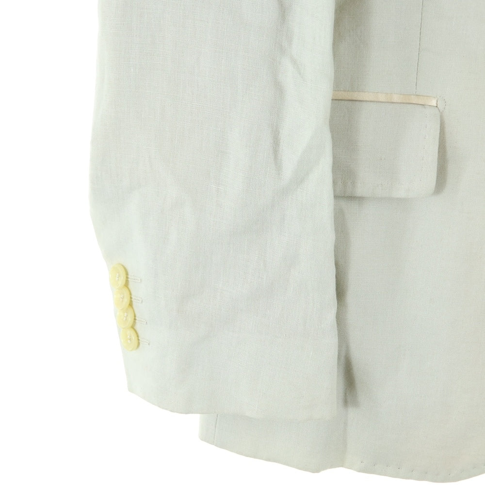 DOLCE & GABBANA(ドルチェアンドガッバーナ) シルク切り替え リネン ピークドラペル 1B テーラードジャケット アイボリー